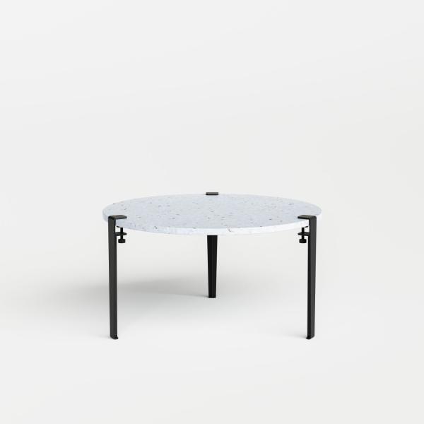 Tiptoe Round Coffee Table 80cm - Venezia (White) - Metal Legs in Graphite Black