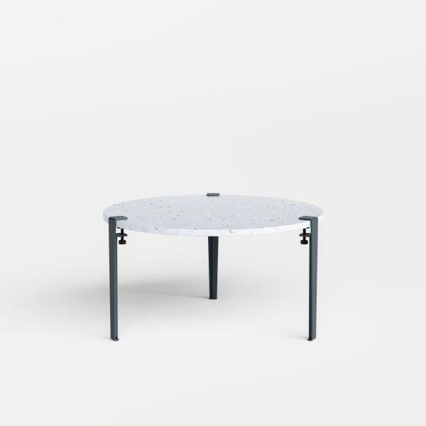 Tiptoe Round Coffee Table 80cm - Venezia (White) - Metal Legs in Midnight Blue