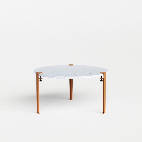 Tiptoe Round Coffee Table 80cm - Venezia (White) - Metal Legs in Tangerine Red