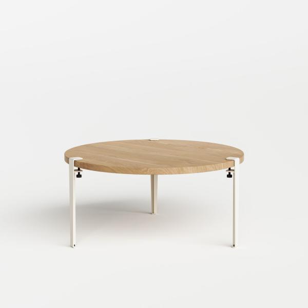 Tiptoe Round Coffee Table 90cm - Solid Oak - Metal Legs in Cream White