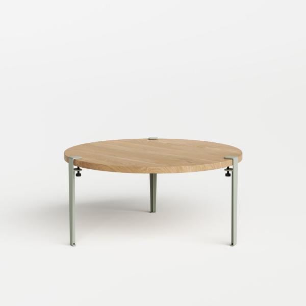 Tiptoe Round Coffee Table 90cm - Solid Oak - Metal Legs in Eucalyptus Grey