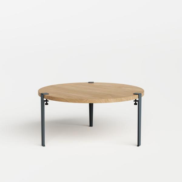 Tiptoe Round Coffee Table 90cm - Solid Oak - Metal Legs in Midnight Blue