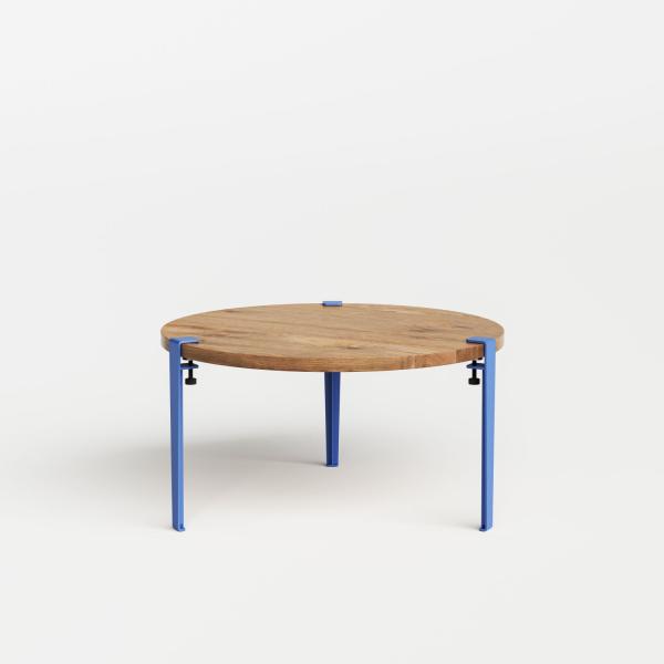 Tiptoe Round Coffee Table 80cm - Reclaimed Wood - Metal Legs in Azure Blue