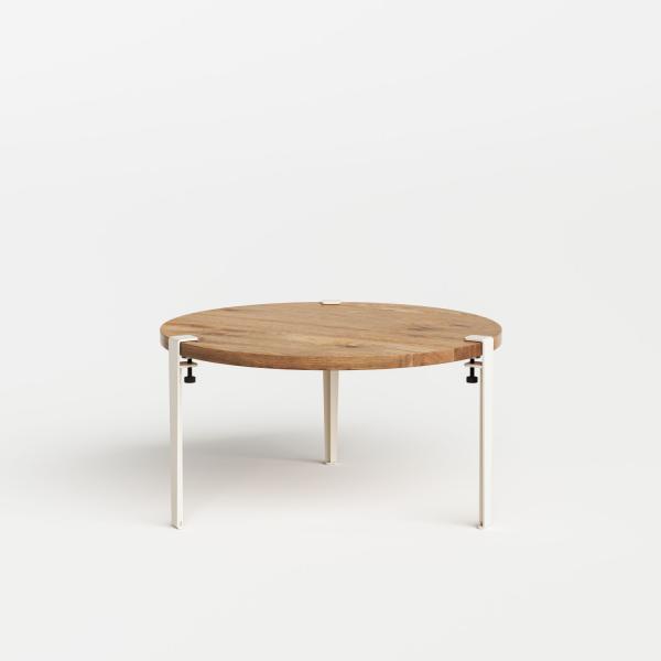 Tiptoe Round Coffee Table 80cm - Reclaimed Wood - Metal Legs in Cream White