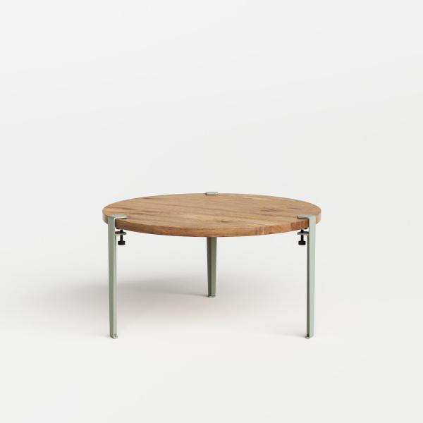 Tiptoe Round Coffee Table 80cm - Reclaimed Wood - Metal Legs in Eucalyptus Grey