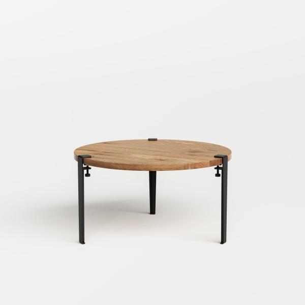 Tiptoe Round Coffee Table 80cm - Reclaimed Wood - Metal Legs in Graphite Black