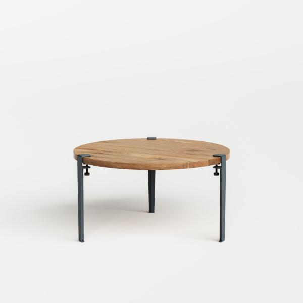 Tiptoe Round Coffee Table 80cm - Reclaimed Wood - Metal Legs in Midnight Blue