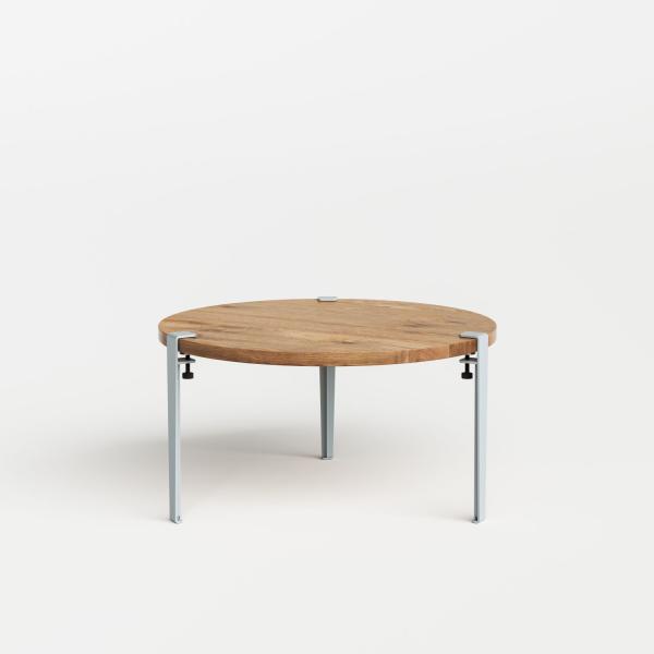 Tiptoe Round Coffee Table 80cm - Reclaimed Wood - Metal Legs in Pale Blue