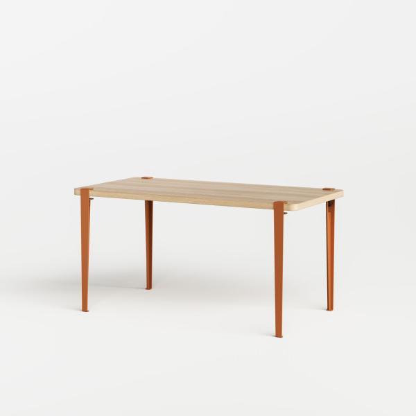 Tiptoe Indoor Dining Table With Metal Legs 150 x 75cm - Oak Veneer in Tangerine Red