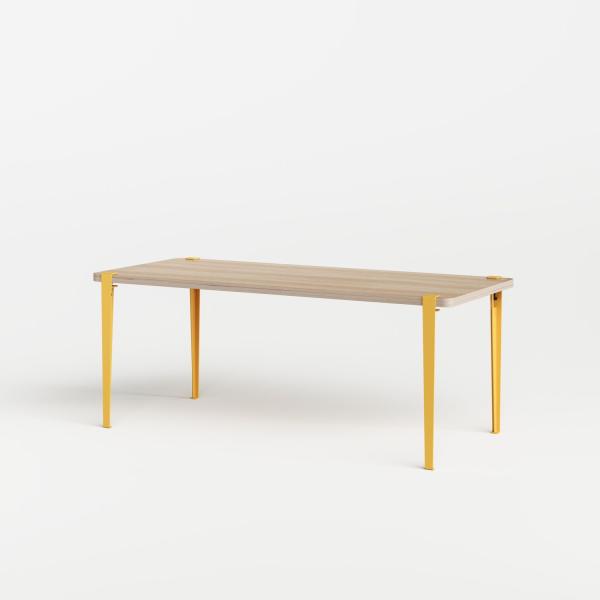 Tiptoe Indoor Dining Table With Metal Legs 180 x 90cm - Oak Veneer in Brioche Yellow
