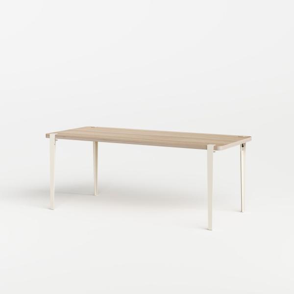 Tiptoe Indoor Dining Table With Metal Legs 180 x 90cm - Oak Veneer in Cream White