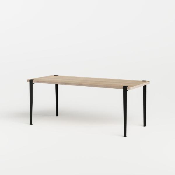 Tiptoe Indoor Dining Table With Metal Legs 180 x 90cm - Oak Veneer in Graphite Black