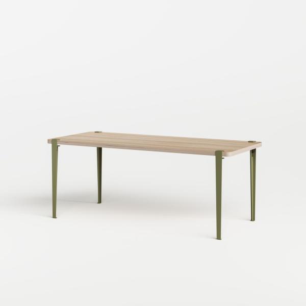 Tiptoe Indoor Dining Table With Metal Legs 180 x 90cm - Oak Veneer in Khaki Green