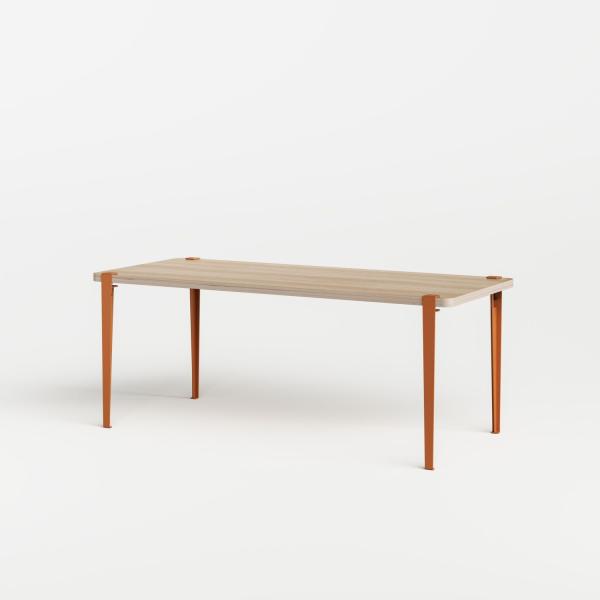 Tiptoe Indoor Dining Table With Metal Legs 180 x 90cm - Oak Veneer in Tangerine Red
