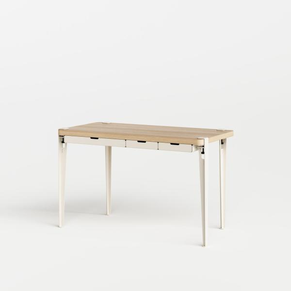 Tiptoe Desk With Drawers Metal Legs 120 x 60cm - Oak Veneer in Cream White