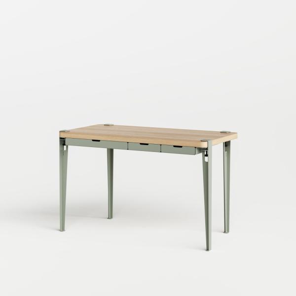 Tiptoe Desk With Drawers Metal Legs 120 x 60cm - Oak Veneer in Eucalyptus Grey