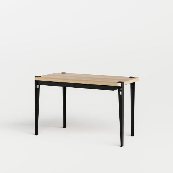 Tiptoe Desk With Drawers Metal Legs 120 x 60cm - Oak Veneer in Graphite Black
