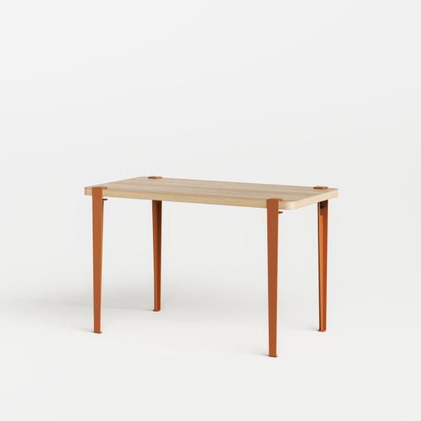 Tiptoe DIning Table / Desk With Metal Legs 120 x 60cm - Oak Veneer in Tangerine Red
