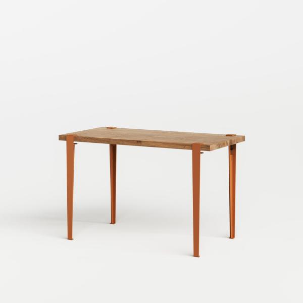 Tiptoe Desk With Metal Legs 120 x 60cm - Reclaimed Wood in Tangerine Red