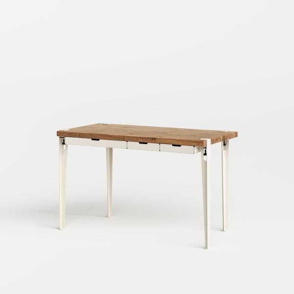Tiptoe Desk With Drawers Metal Legs 120 x 60cm - Reclaimed Wood in Cream White