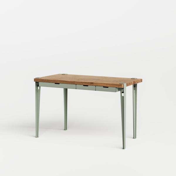Tiptoe Desk With Drawers Metal Legs 120 x 60cm - Reclaimed Wood in Eucalyptus Grey