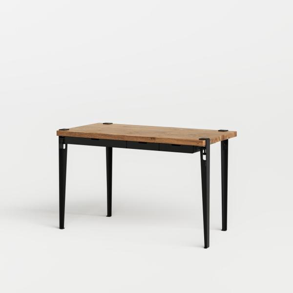 Tiptoe Desk With Drawers Metal Legs 120 x 60cm - Reclaimed Wood in Graphite Black