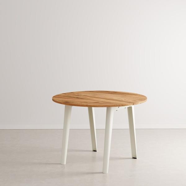 New Modern Indoor Dining Table 110cm Round - Recycled Oak By Tiptoe in Cream White