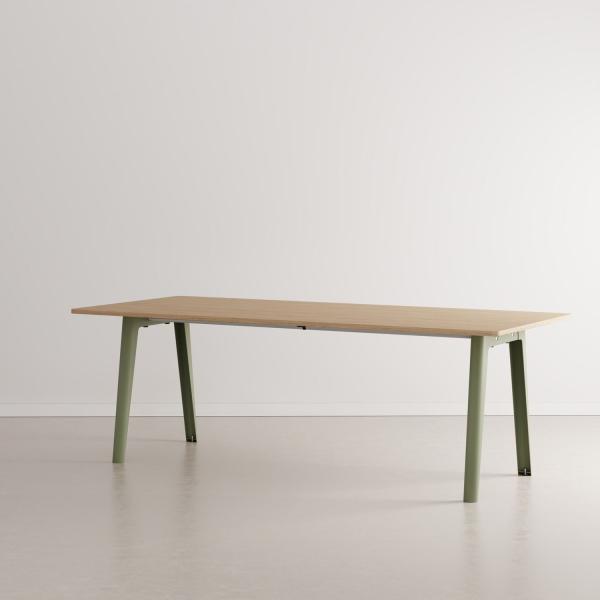 New Modern Indoor Dining Table 220cm - Recycled Old Oak By Tiptoe in Khaki Green