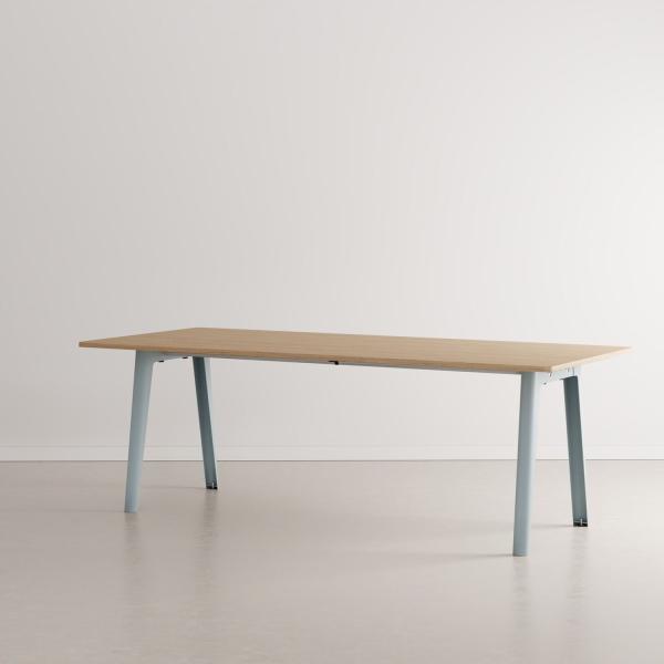 New Modern Indoor Dining Table 220cm - Recycled Old Oak By Tiptoe in Pale Blue