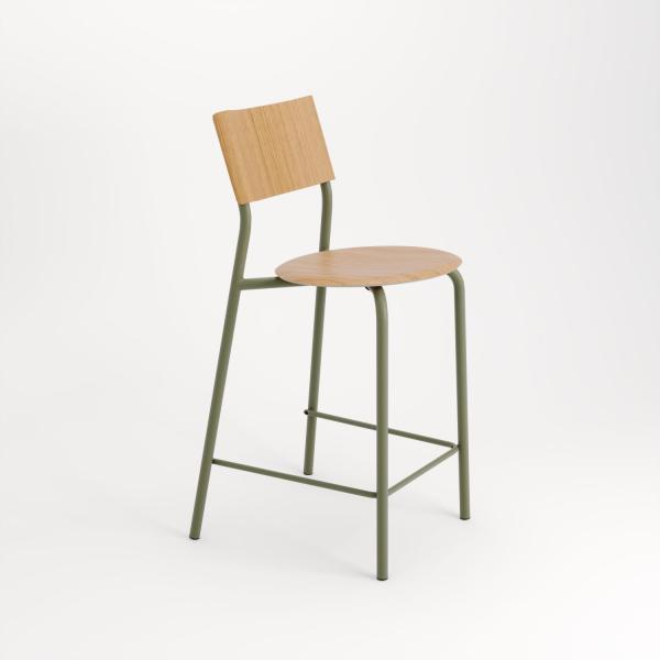 SSD Indoor Counter Height Bar Chair 65cm - Oak By Tiptoe in Khaki Green