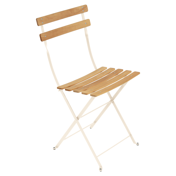 Bistro Outdoor Folding Chair - Wooden Slats By Fermob in Latte Beige