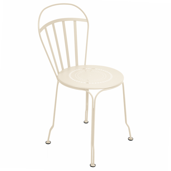Louvre Outdoor Metal Dining Chair By Fermob in Latte Beige