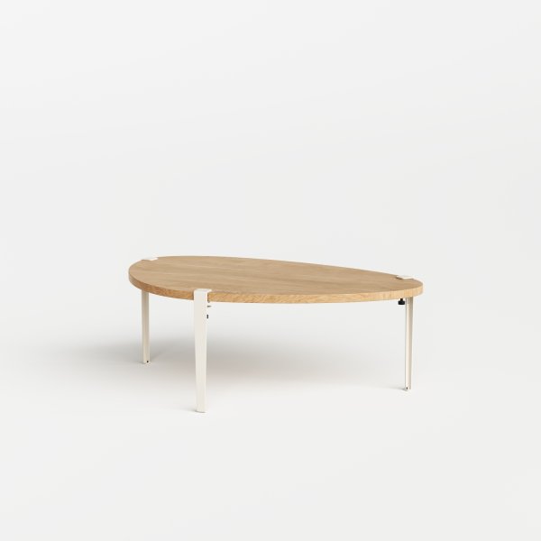 Tiptoe Pebble Coffee Table - Solid Oak in Cream White