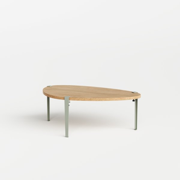 Tiptoe Pebble Coffee Table - Solid Oak in Eucalyptus Grey