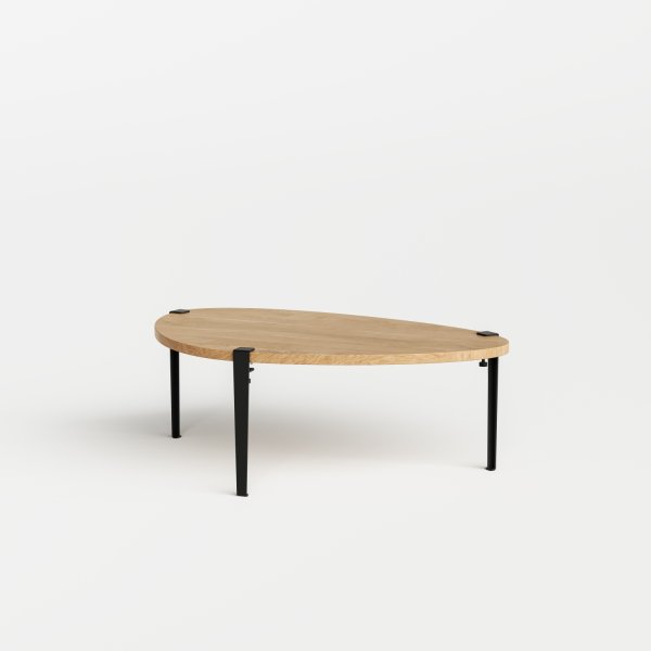 Tiptoe Pebble Coffee Table - Solid Oak in Graphite Black