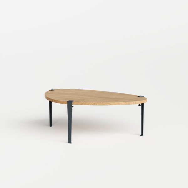 Tiptoe Pebble Coffee Table - Solid Oak in Midnight Blue