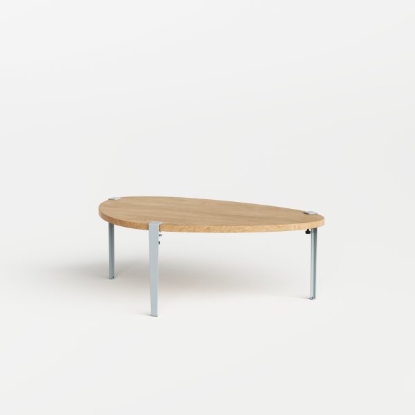 Tiptoe Pebble Coffee Table - Solid Oak in Pale Blue