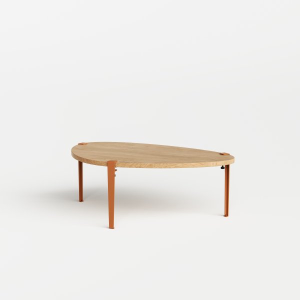 Tiptoe Pebble Coffee Table - Solid Oak in Tangerine Red