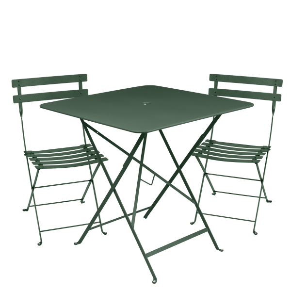 Bistro Outdoor Folding Cafe Set - 71cm Square By Fermob in Cedar Green