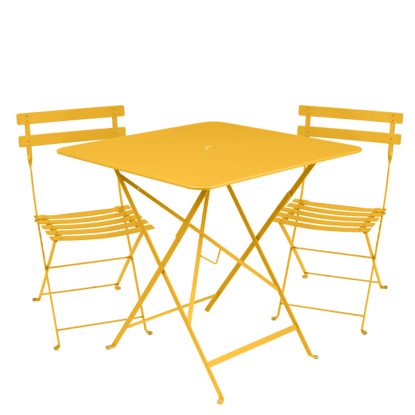 Bistro Outdoor Folding Cafe Set - 71cm Square By Fermob in Honey