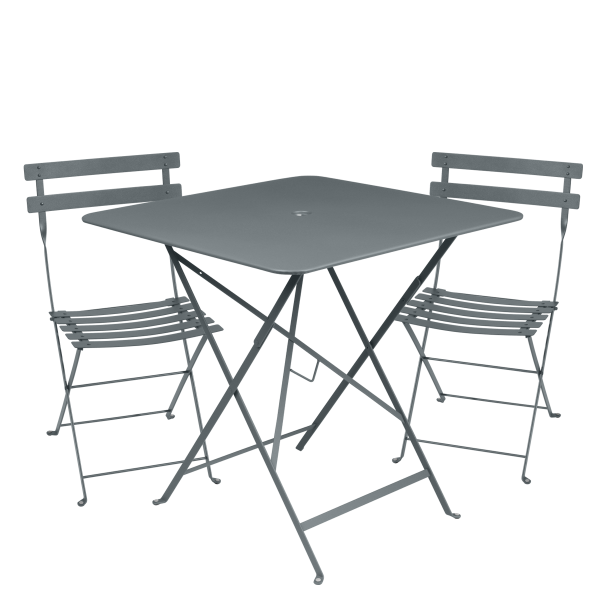 Bistro Outdoor Folding Cafe Set - 71cm Square By Fermob in Storm Grey