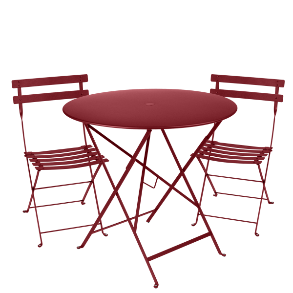 Bistro Outdoor Folding Cafe Set - 77cm Round By Fermob in Chilli
