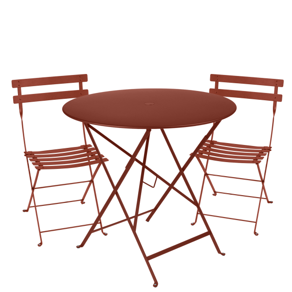 Bistro Outdoor Folding Cafe Set - 77cm Round By Fermob in Red Ochre