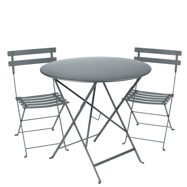 Bistro Outdoor Folding Cafe Set - 77cm Round By Fermob in Storm Grey