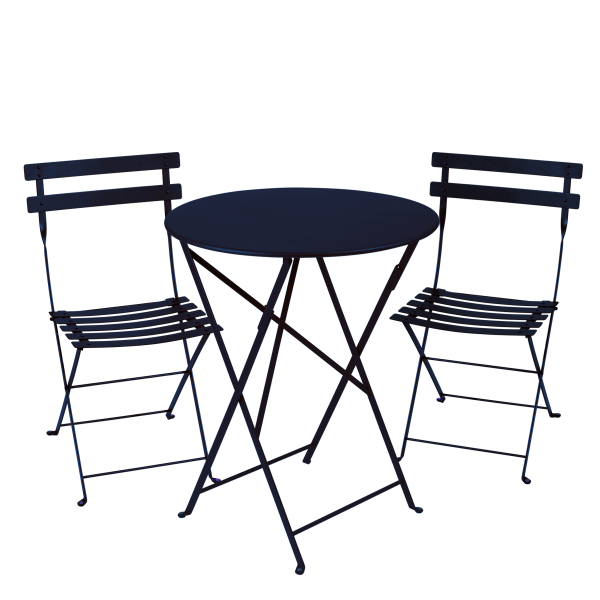 Bistro Outdoor Folding Cafe Set - 60cm Round By Fermob in Deep Blue
