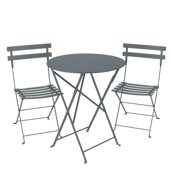 Bistro Outdoor Folding Cafe Set - 60cm Round By Fermob in Storm Grey