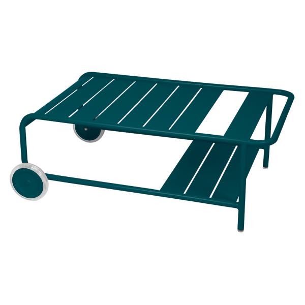 Luxembourg Outdoor Low Table with Wheels By Fermob in Acapulco Blue