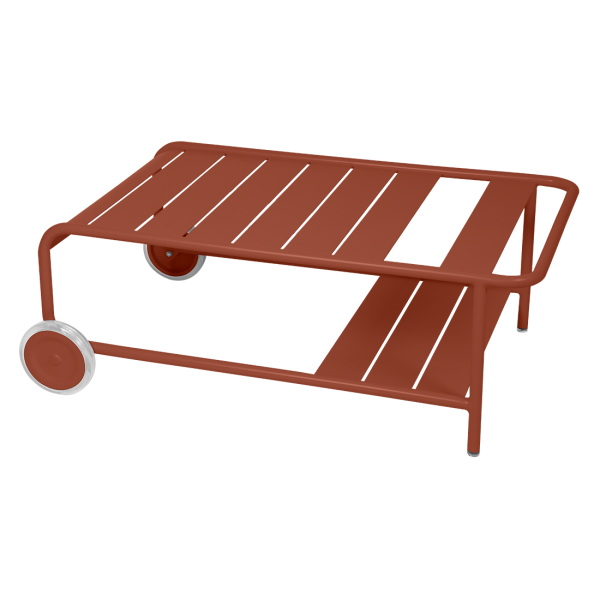 Luxembourg Outdoor Low Table with Wheels By Fermob in Red Ochre
