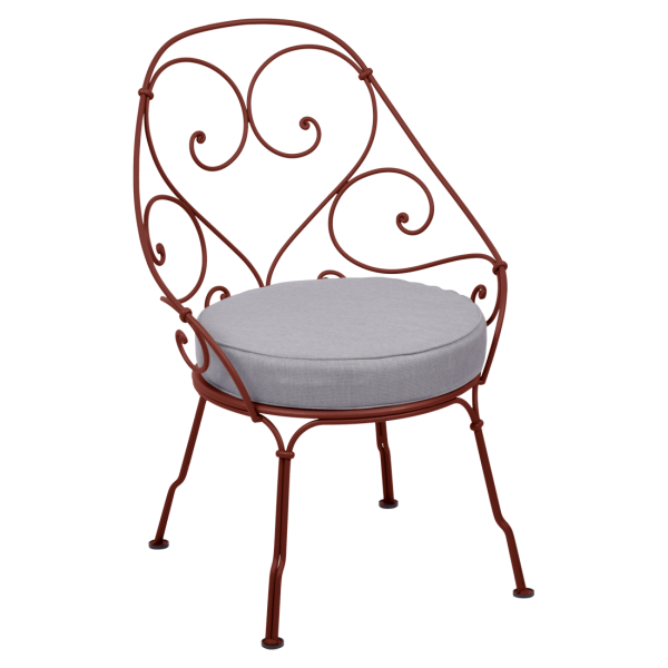 1900 Cabriolet Garden Armchair By Fermob in Red Ochre