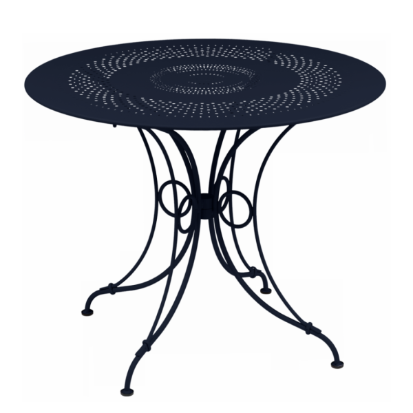 1900 Garden Dining Table Round 96cm By Fermob in Deep Blue